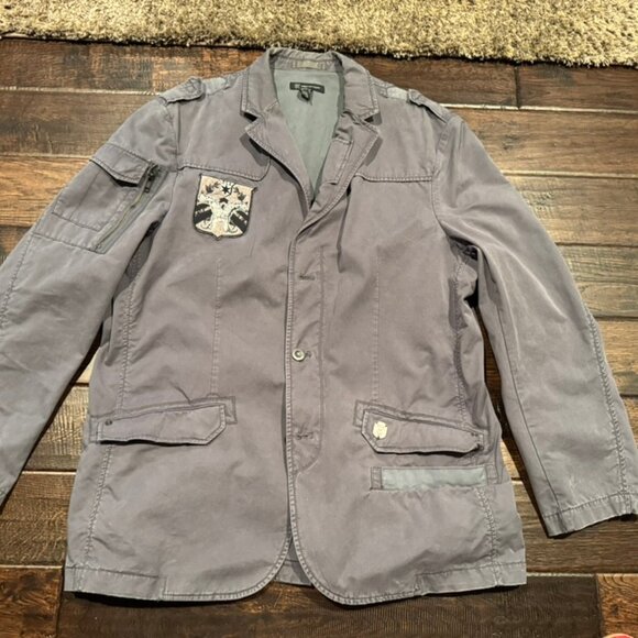 INC International Concepts Utility Jacket XL Gray Military Style, Patch Detail - Picture 8 of 10